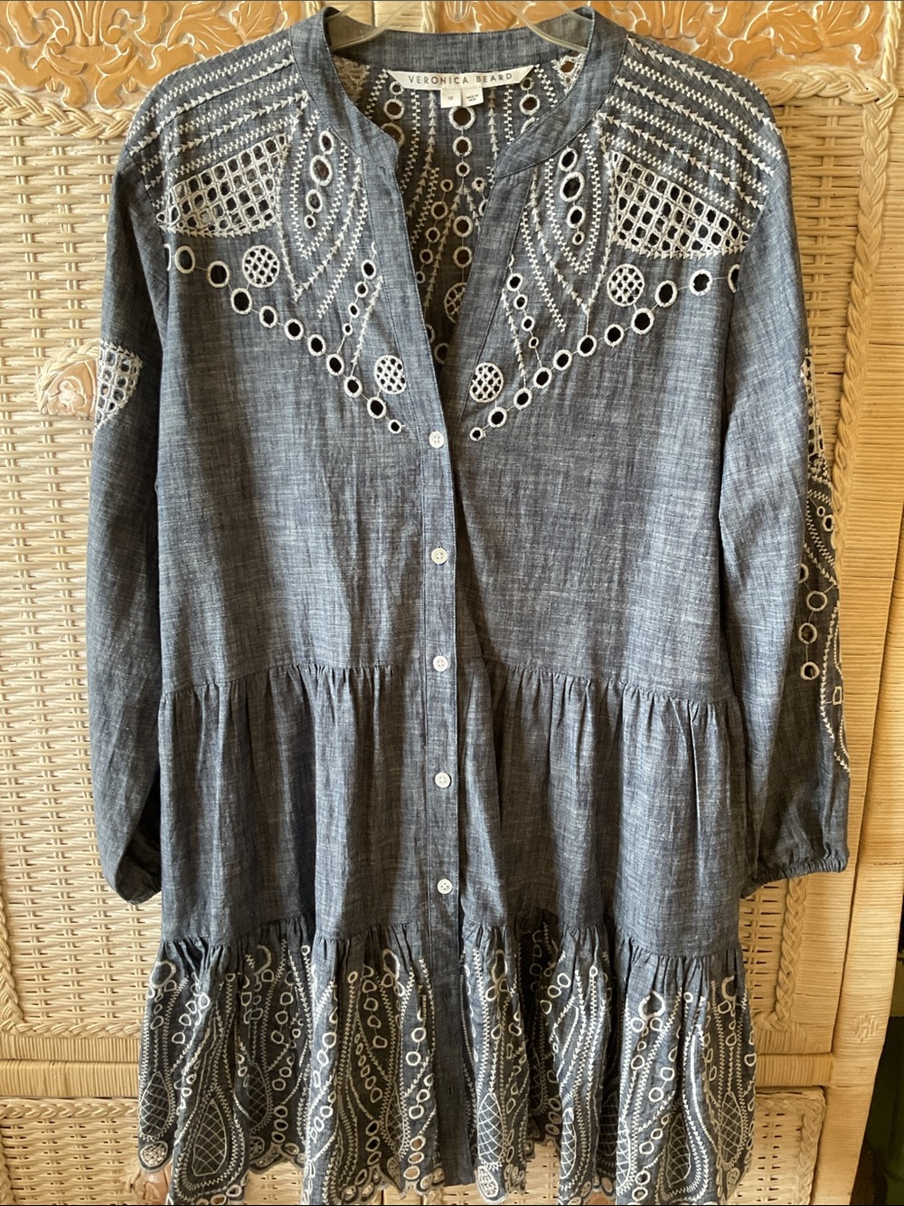 Ariana Cotton Chambray Tiered Minidress EUC by Veronica Beard - Picture 7 of 15